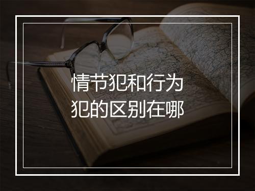 情节犯和行为犯的区别在哪