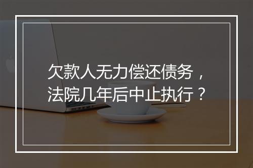 欠款人无力偿还债务，法院几年后中止执行？
