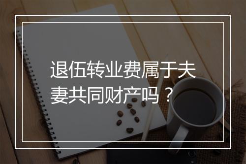退伍转业费属于夫妻共同财产吗？