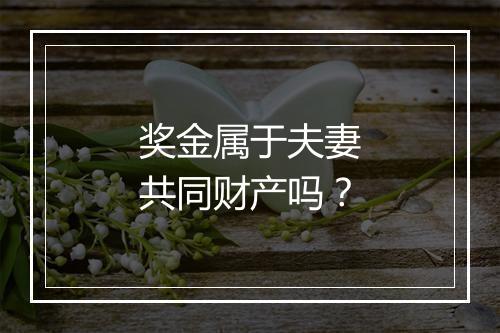 奖金属于夫妻共同财产吗？