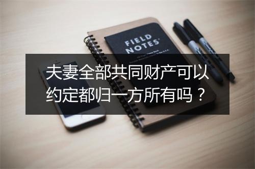 夫妻全部共同财产可以约定都归一方所有吗？