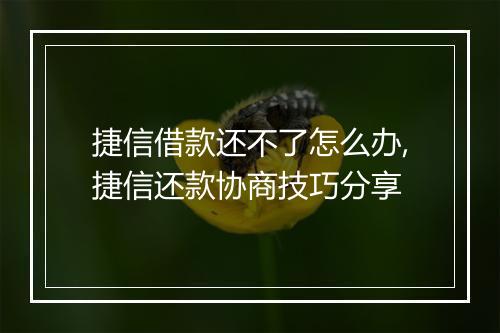 捷信借款还不了怎么办,捷信还款协商技巧分享