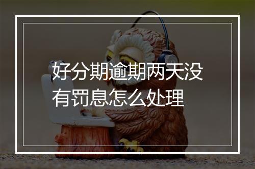 好分期逾期两天没有罚息怎么处理