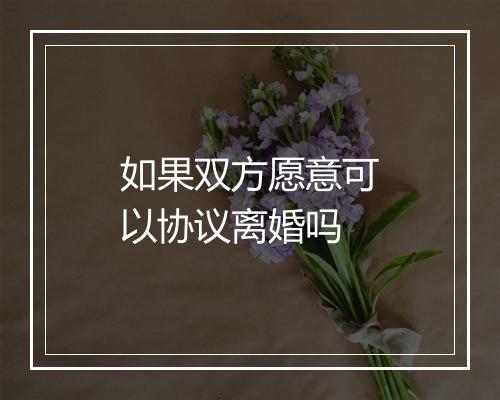 如果双方愿意可以协议离婚吗