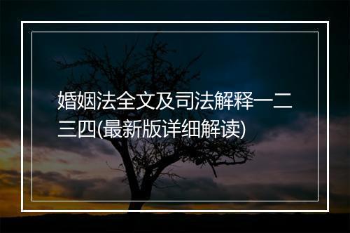 婚姻法全文及司法解释一二三四(最新版详细解读)