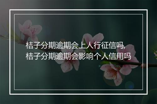 桔子分期逾期会上人行征信吗,桔子分期逾期会影响个人信用吗