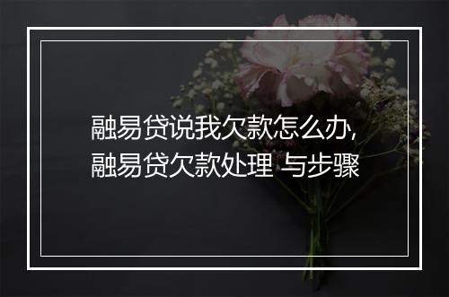 融易贷说我欠款怎么办,融易贷欠款处理 与步骤