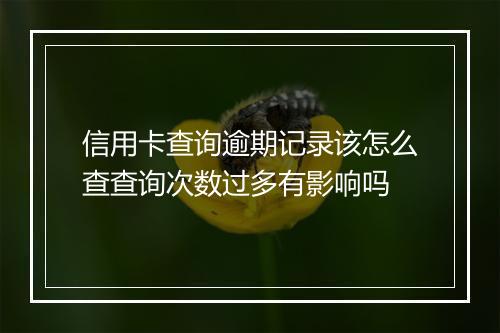 信用卡查询逾期记录该怎么查查询次数过多有影响吗