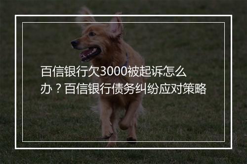百信银行欠3000被起诉怎么办？百信银行债务纠纷应对策略
