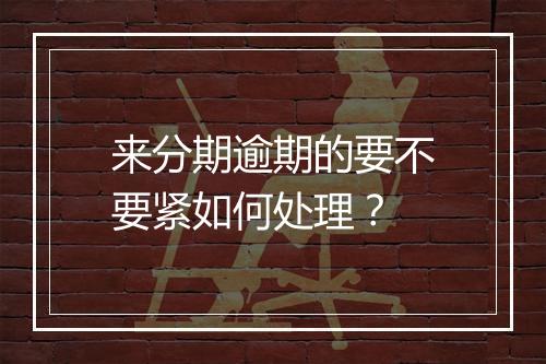 来分期逾期的要不要紧如何处理？