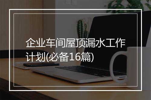 企业车间屋顶漏水工作计划(必备16篇)