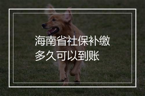 海南省社保补缴多久可以到账