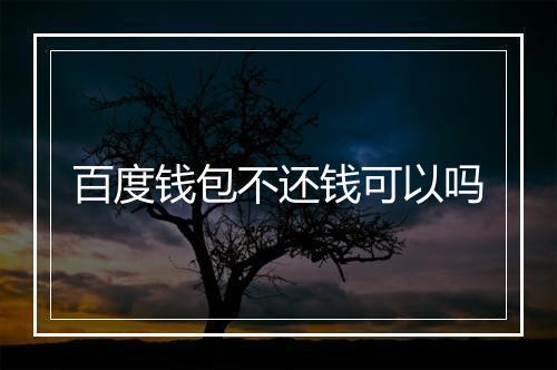 百度钱包不还钱可以吗
