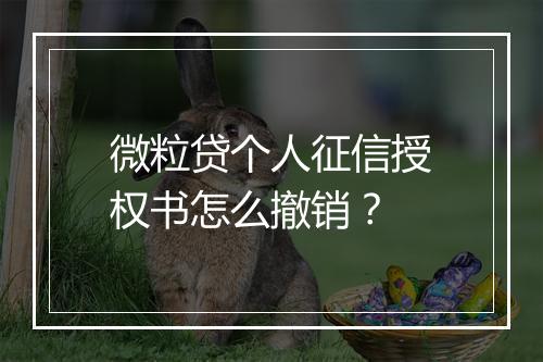 微粒贷个人征信授权书怎么撤销？