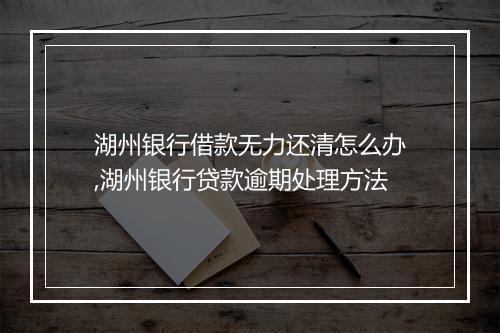 湖州银行借款无力还清怎么办,湖州银行贷款逾期处理方法