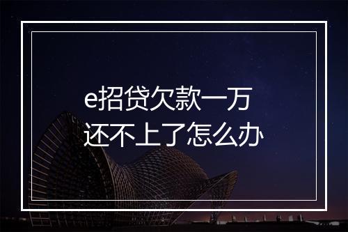 e招贷欠款一万还不上了怎么办