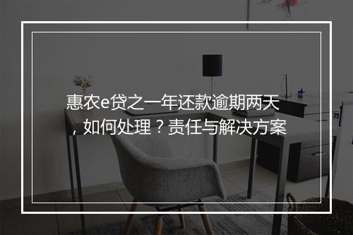 惠农e贷之一年还款逾期两天，如何处理？责任与解决方案