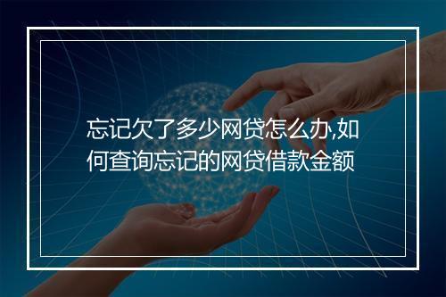 忘记欠了多少网贷怎么办,如何查询忘记的网贷借款金额