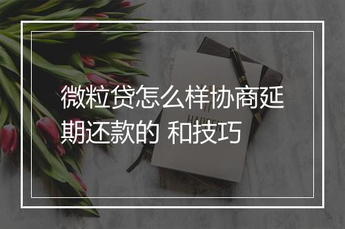 微粒贷怎么样协商延期还款的 和技巧