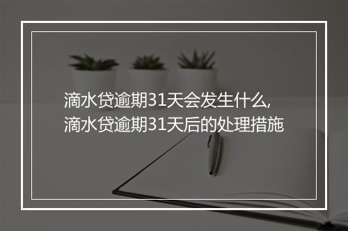 滴水贷逾期31天会发生什么,滴水贷逾期31天后的处理措施