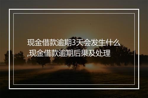 现金借款逾期3天会发生什么,现金借款逾期后果及处理