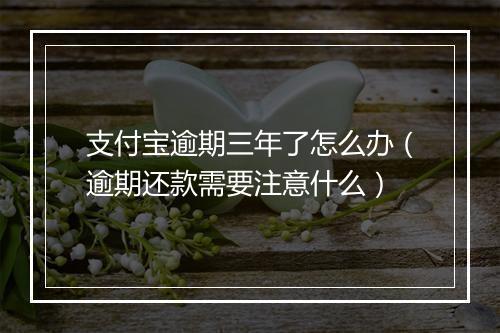 支付宝逾期三年了怎么办（逾期还款需要注意什么）