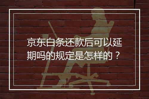 京东白条还款后可以延期吗的规定是怎样的？