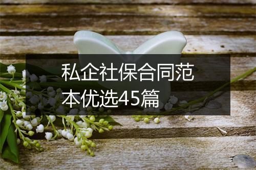 私企社保合同范本优选45篇
