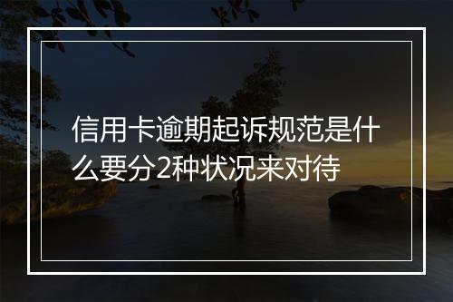 信用卡逾期起诉规范是什么要分2种状况来对待