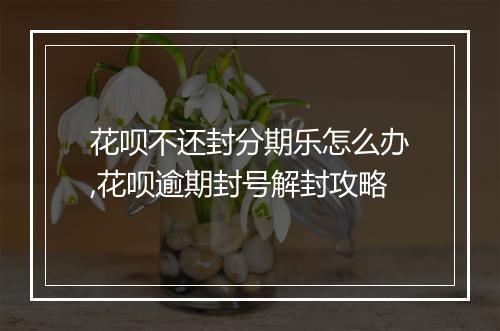 花呗不还封分期乐怎么办,花呗逾期封号解封攻略