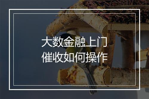 大数金融上门催收如何操作