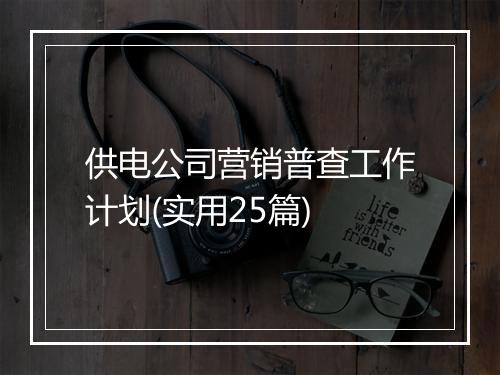 供电公司营销普查工作计划(实用25篇)