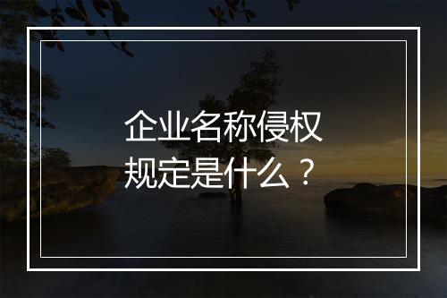 企业名称侵权规定是什么？