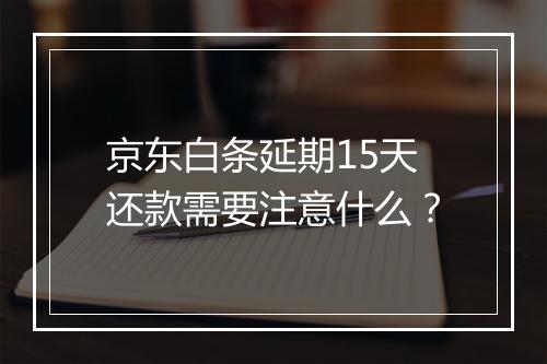 京东白条延期15天还款需要注意什么？