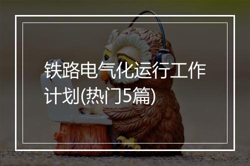 铁路电气化运行工作计划(热门5篇)