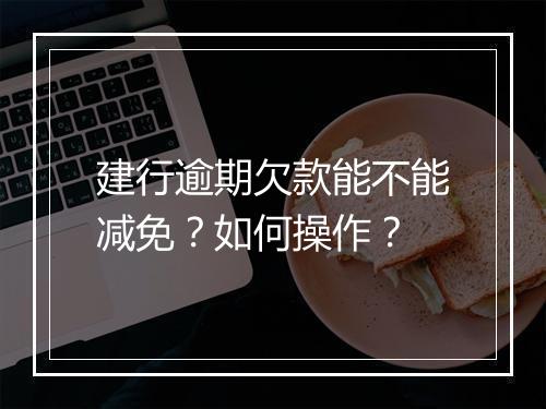 建行逾期欠款能不能减免？如何操作？