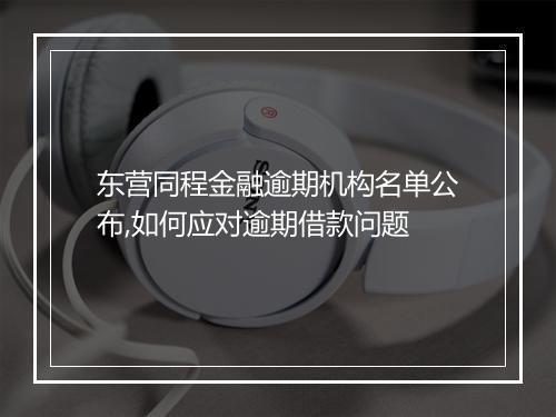 东营同程金融逾期机构名单公布,如何应对逾期借款问题