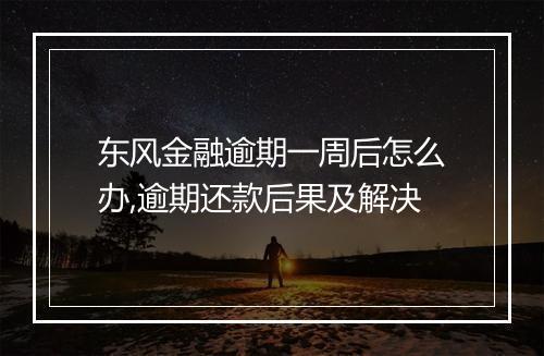 东风金融逾期一周后怎么办,逾期还款后果及解决