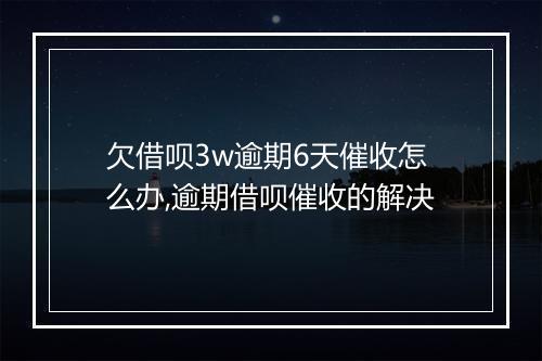 欠借呗3w逾期6天催收怎么办,逾期借呗催收的解决