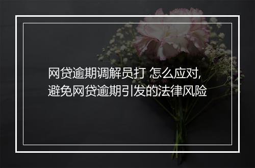 网贷逾期调解员打 怎么应对,避免网贷逾期引发的法律风险