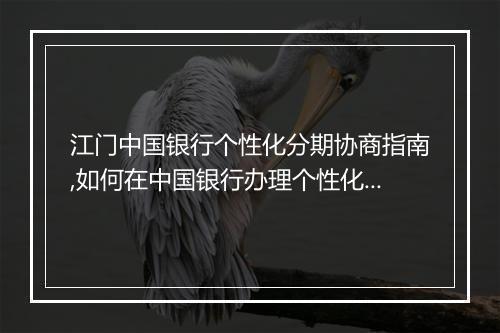 江门中国银行个性化分期协商指南,如何在中国银行办理个性化分期付款