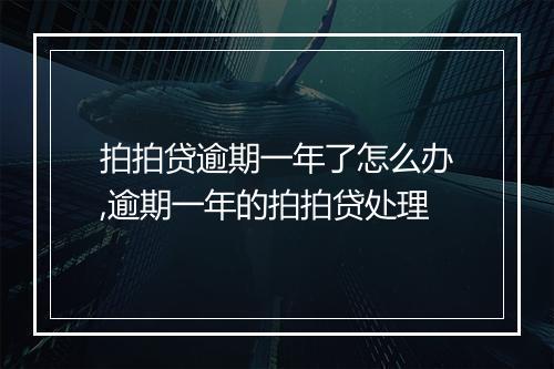 拍拍贷逾期一年了怎么办,逾期一年的拍拍贷处理