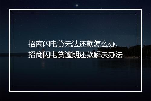 招商闪电贷无法还款怎么办,招商闪电贷逾期还款解决办法