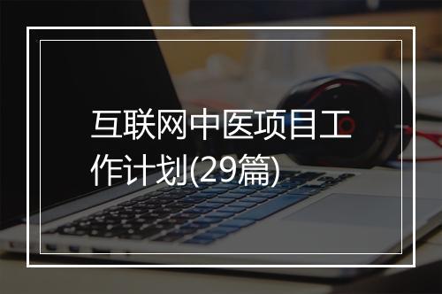 互联网中医项目工作计划(29篇)