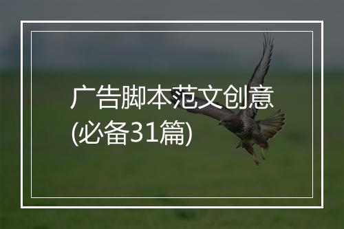 广告脚本范文创意(必备31篇)