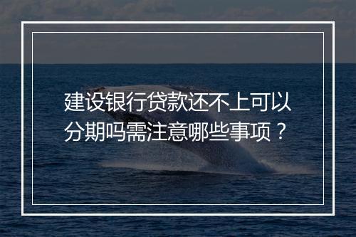 建设银行贷款还不上可以分期吗需注意哪些事项？