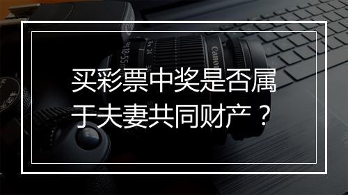 买彩票中奖是否属于夫妻共同财产？