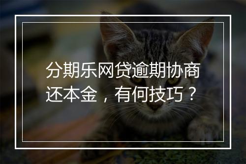 分期乐网贷逾期协商还本金，有何技巧？
