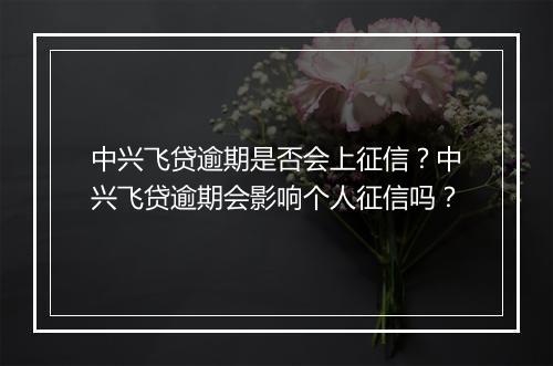 中兴飞贷逾期是否会上征信？中兴飞贷逾期会影响个人征信吗？