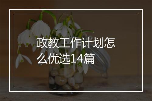 政教工作计划怎么优选14篇